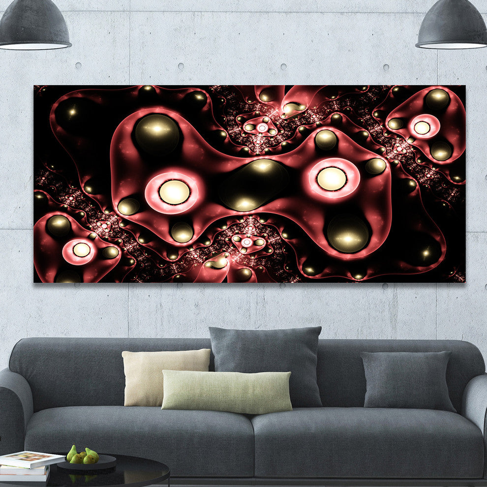 3D Surreal Brown Illustration, Large Floral Canvas Art Print, 60"x28"