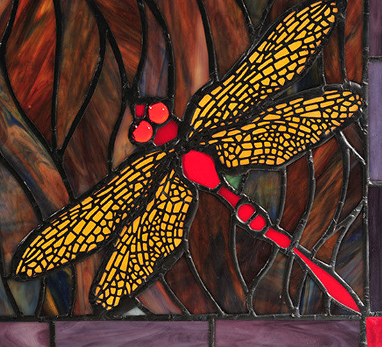 Meyda lighting  48091 28"W X 10"H Tiffany Dragonfly Trio Stained Glass Window