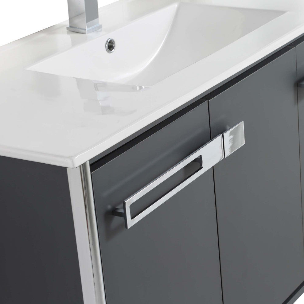 Oakville Bath Vanity, Ceramic Sink, Onix Grey, 42 Inch, Chrome Hardware