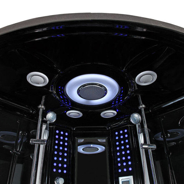 Valencia Steam Shower w/ Heated Massage Bathtub Whirlpool Hot Tub Sauna, Black