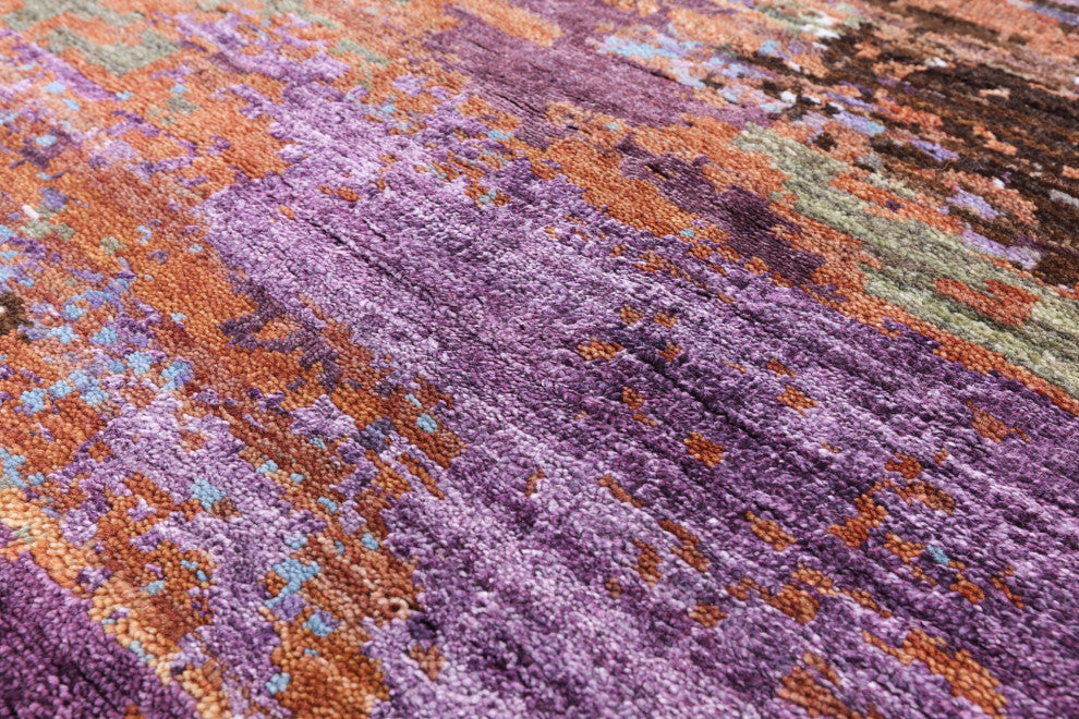 Wool and Silk Abstract Handmade Rug 7' 10" X 10' 0" Q8785