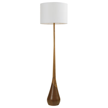 Novogratz x Globe Harrington 65" Faux Wood Floor Lamp With White Fabric Shade
