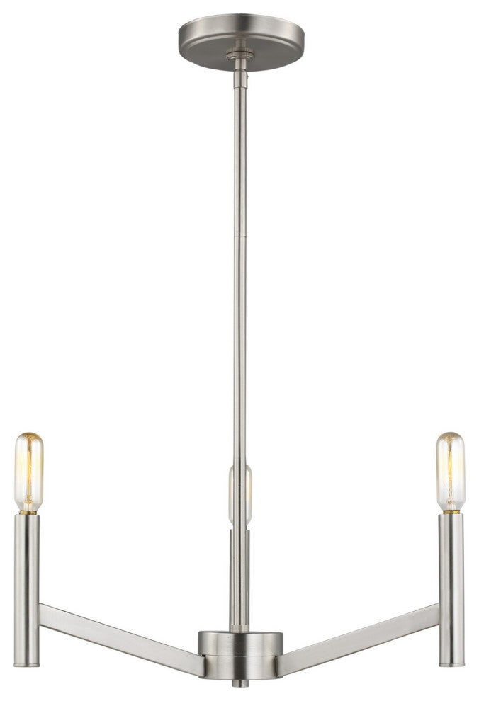 Vector 3-Light Chandelier, Brushed Nickel