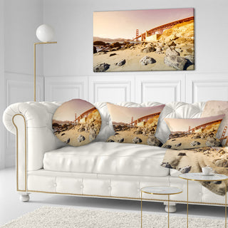 Golden Gate in Bright Day Landscape Printed Throw Pillow, 12"x20"