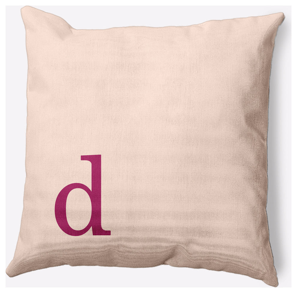 18" x 18" Modern Monogram Indoor/Outdoor Polyester Throw Pillow, Dusty Rose