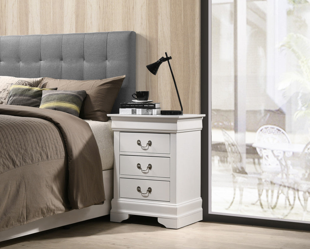 Louis Philippe 3-Drawer Nightstand (29 in. H x 21 in. W x 16 in. D), White