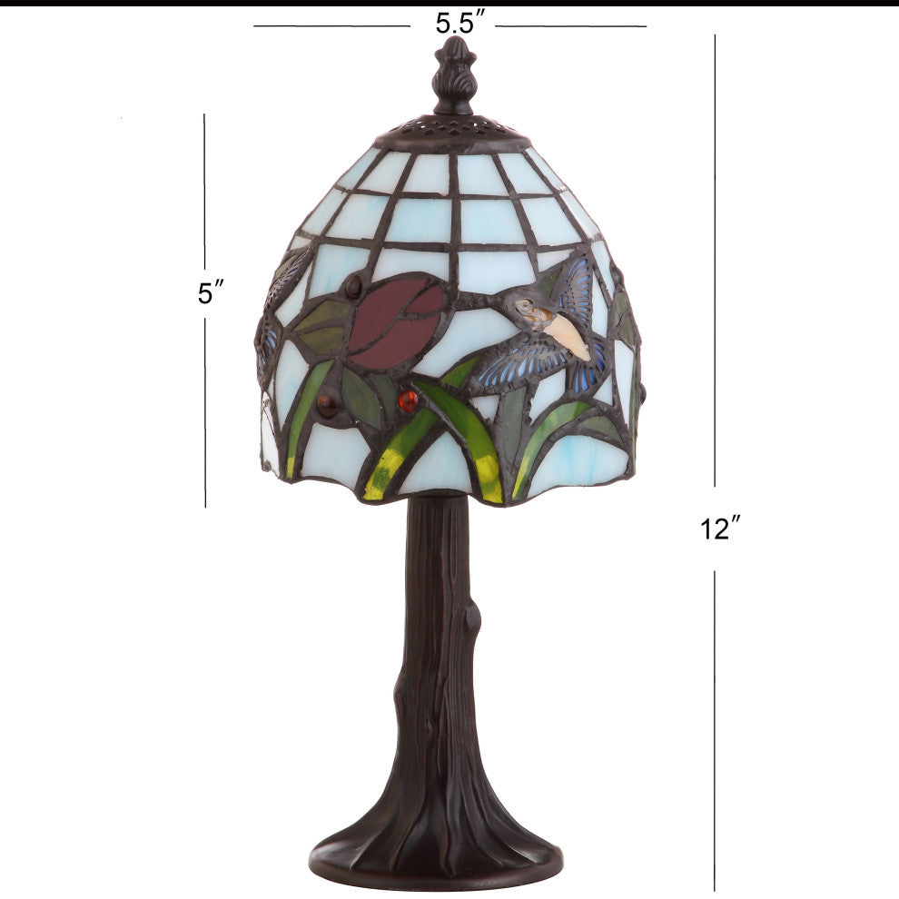 Hummingbird Tiffany-Style 12" Table Lamp, Bronze