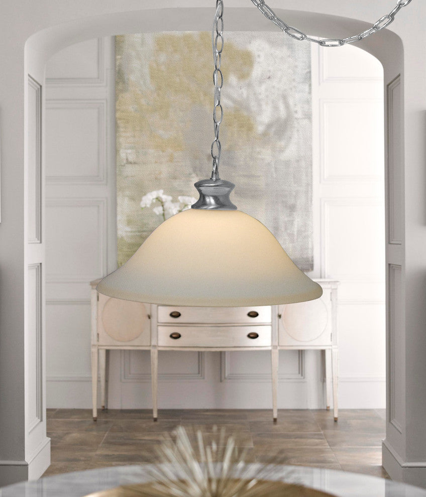 Glass Shade Swag Lamp Brushed Nickel