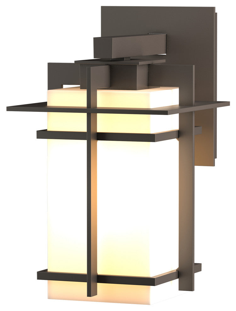 Tourou Downlight Outdoor Sconce, Coastal Dark Smoke Finish, Opal Glass