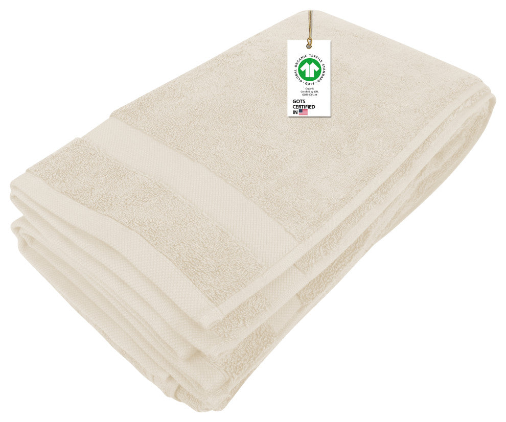 Delara 100% Organic Cotton 650 GSM Feather Touch Quick Dry Bath Sheet 36"X70", Ivory
