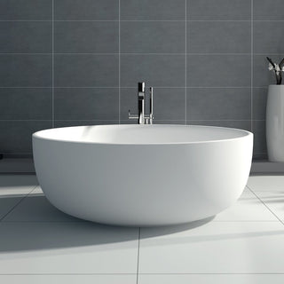 ADM Circular Freestanding Bathtub, Glossy White, 53.1"
