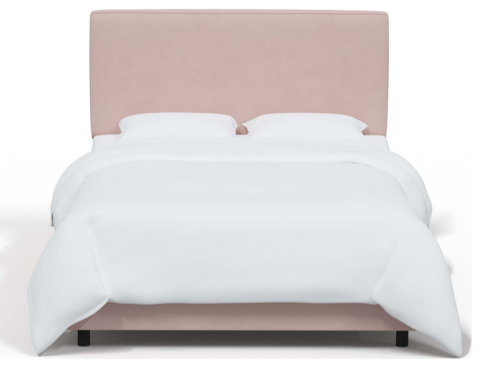 Square Upholstered Bed, Velvet Blush, Full