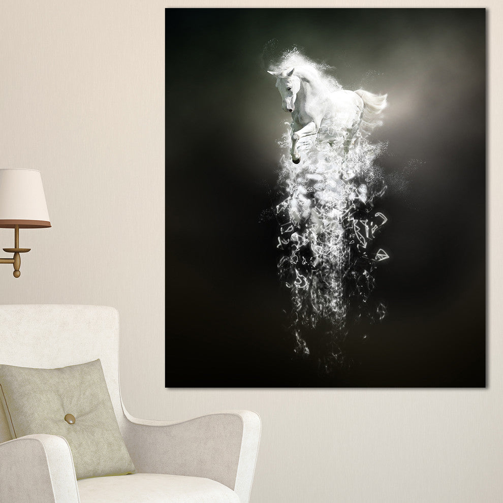 Fantasy White Horse Running, Animal Canvas Wall Art, 30"x40"
