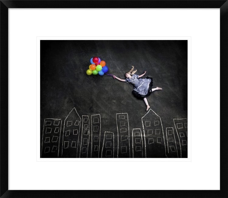 "Flying On The Rooftops" Framed Digital Print by Nj Sabs, 22x19"