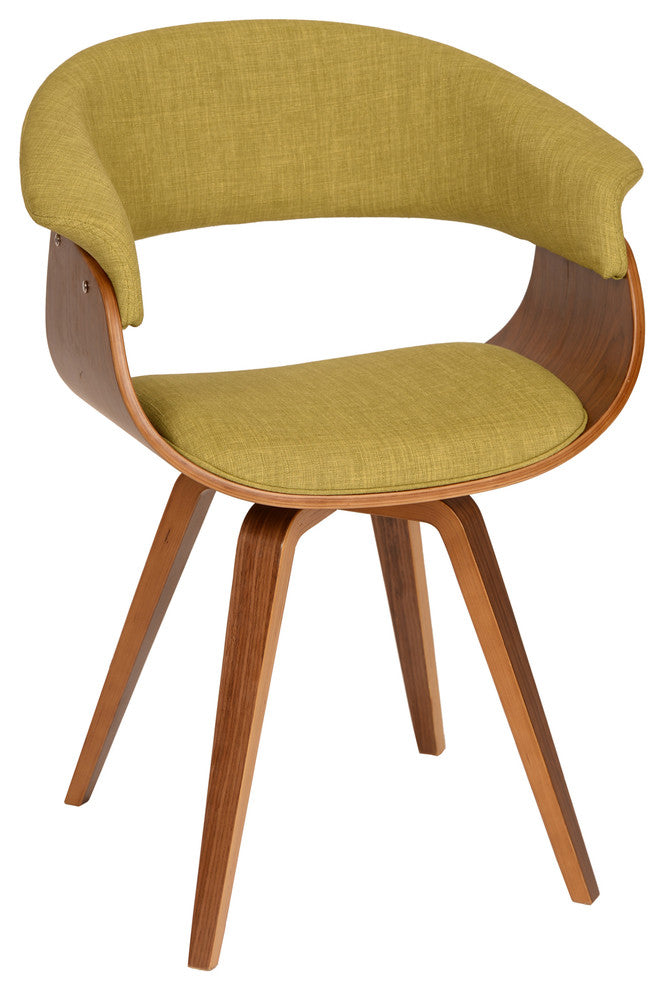 Scout Modern Chair, Green Fabric and Walnut Wood
