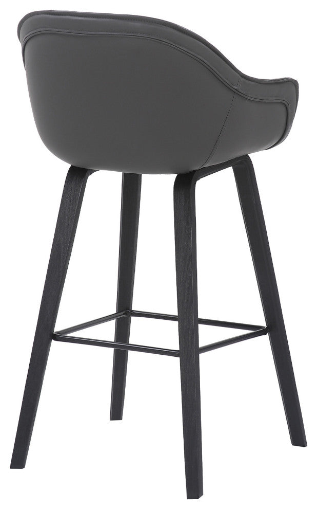 Gray Textured Faux Leather Modern Bar Stool