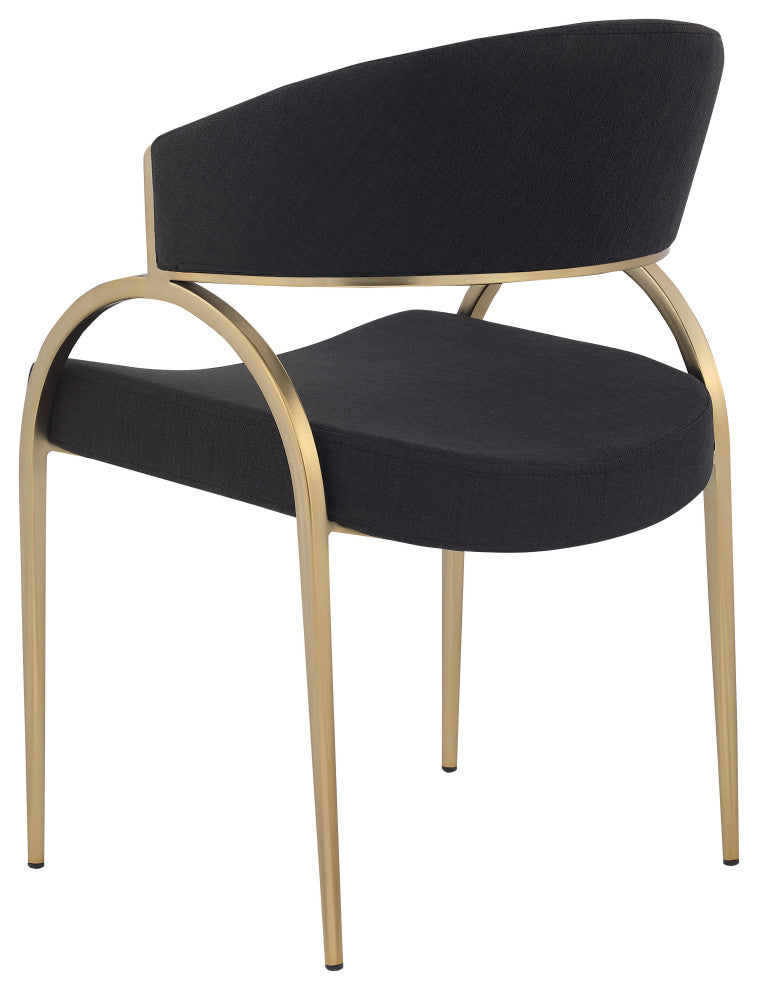 Privet Dining Chair (Set of 2), Black, Brushed Brass Finish