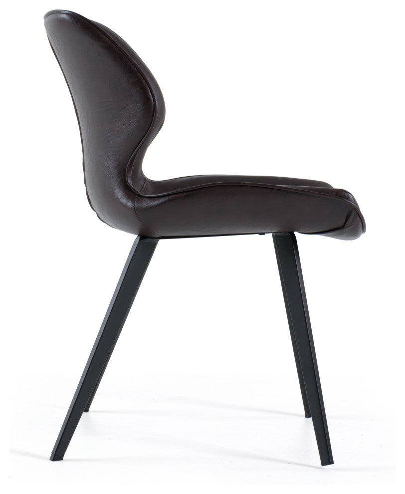 Modrest Moira Modern Dark Brown Eco-Leather Dining Chair, Set of 2