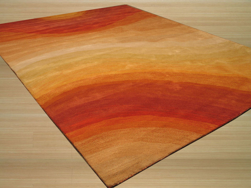 Hand-Tufted Wool Orange Contemporary Abstract Desertland Rug, 4' X 6'