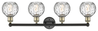 Athens Water Glass 4-Light 33" Bath Vanity Light, Black Antique Brass, Clear