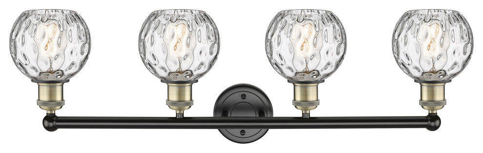 Athens Water Glass 4-Light 33" Bath Vanity Light, Black Antique Brass, Clear