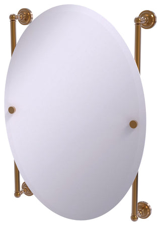 Dottingham Oval Frameless Rail Mounted Mirror, Brushed Bronze