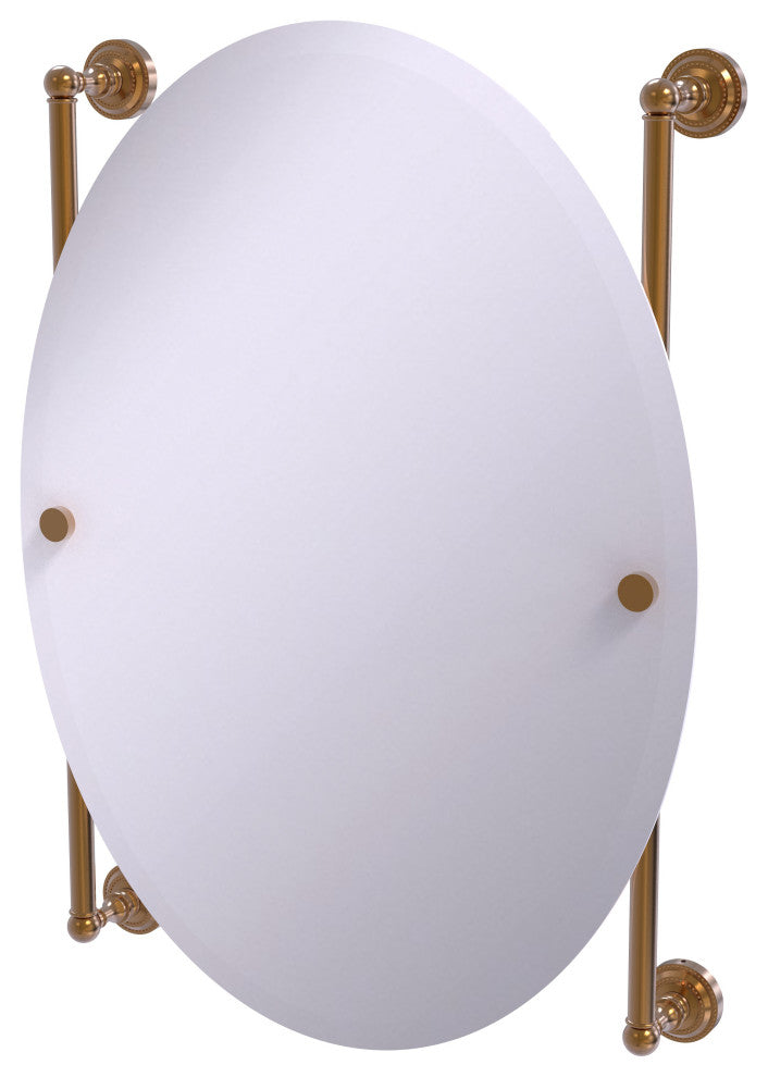 Dottingham Oval Frameless Rail Mounted Mirror, Brushed Bronze