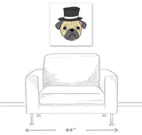 Designs Direct Pug With Top Hat 20x20 Canvas Wall Art