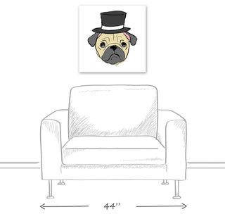 Designs Direct Pug With Top Hat 20x20 Canvas Wall Art