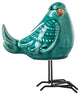 Ceramic Standing Bird Figurine with Metal Legs Design Gloss Blue Finish