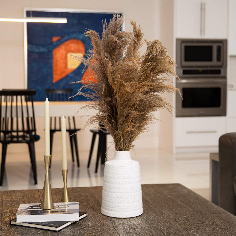 30" Dried Natural Pampas Arrangement, Ceramic Vase