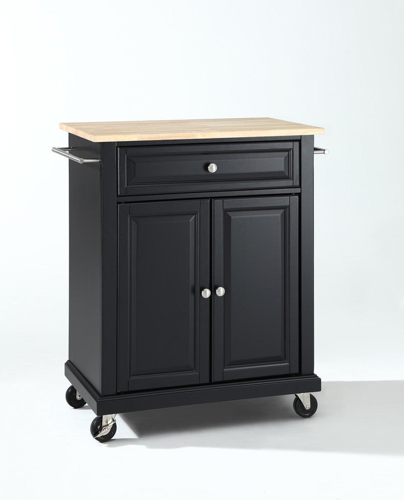 Natural Wood Top Portable Kitchen Cart, Island