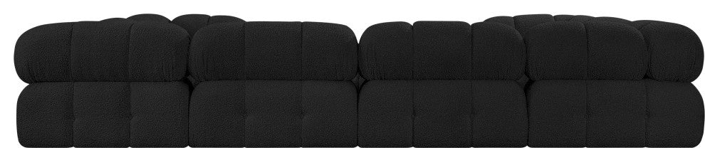 Ames Boucle Fabric U-Shaped Modular Sectional, Black, 8-Piece: 4 Armless Chair, 4 Corner Chair