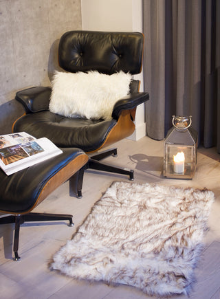 2'x3' Hudson Faux Fur Rectangular Rug, Gradient Chocolate