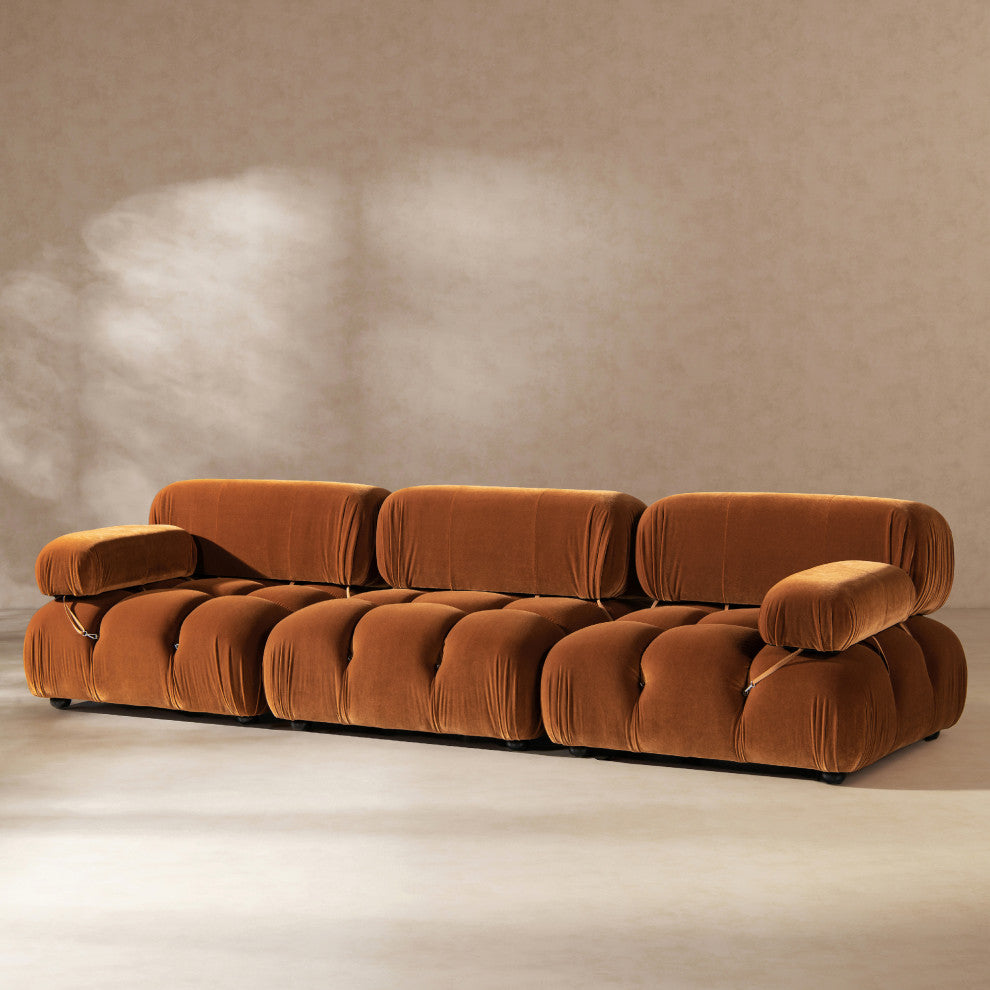 Marcel 109.5" Modular Sofa, Burnt Orange Performance Velvet