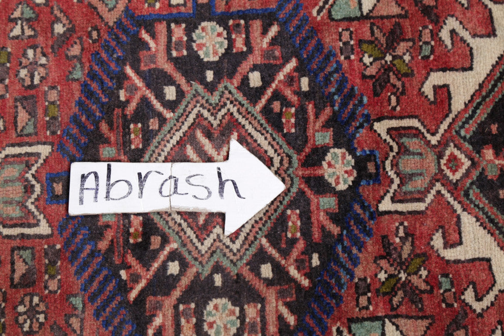 Consigned, Vintage Oriental Persian Traditional Hand-Knotted Area Rug, Red, 4x15