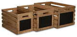 Set Of 3 Wood Slat Crate
