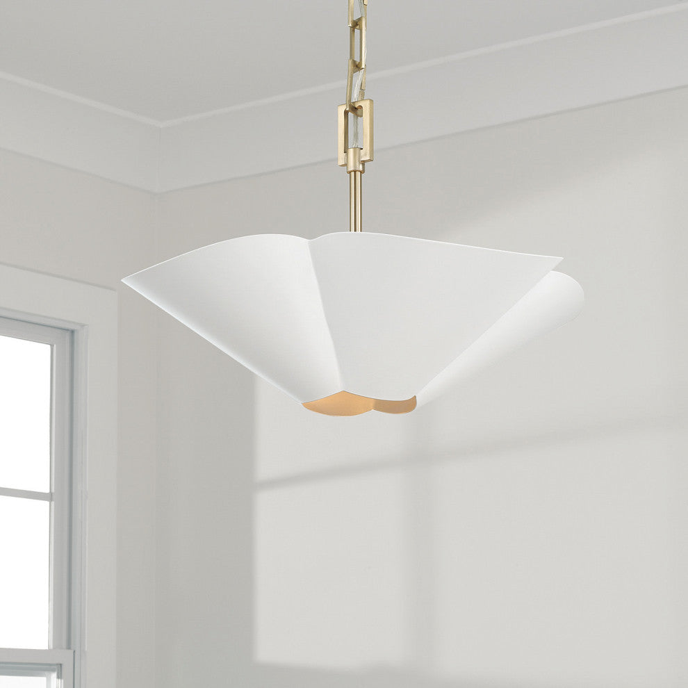 Capital Lighting 355442 Maeve 19"W Pendant / Converts to - Matte Brass / White