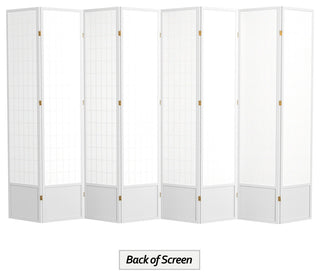 7' Tall Window Pane Shoji Screen, White, 8 Panels
