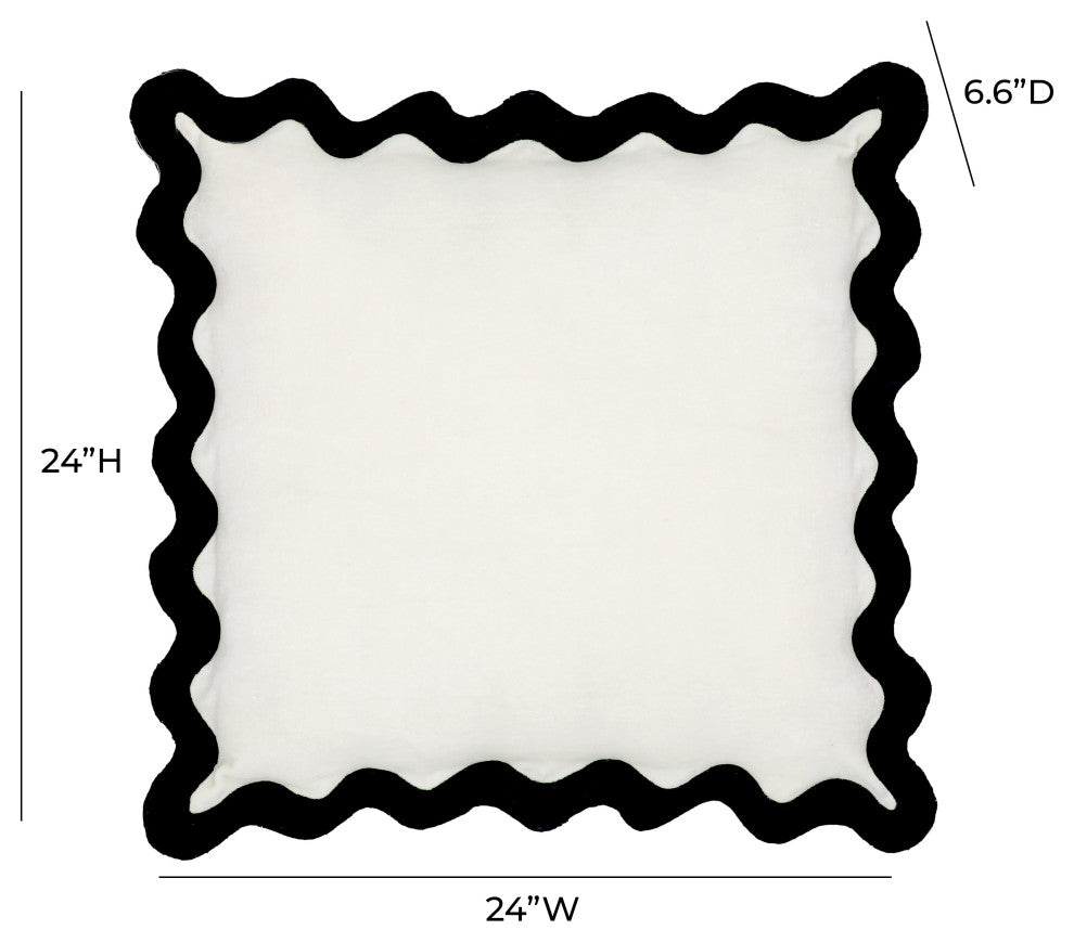 Scalloped Throw Pillow, Black, White