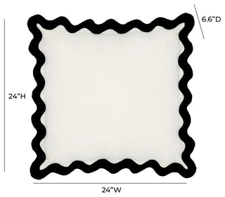 Scalloped Throw Pillow, Black, White