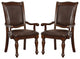 Set of 2 Leatherette Arm Chair, Brown Cherry and Espresso
