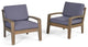 GDF Studio Giselle Outdoor Acacia Wood Club Chairs With Water Resistant Cushions, Set of 2