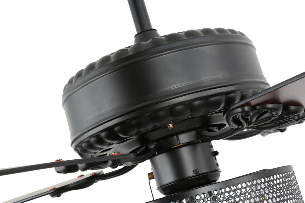Black Ceiling Fan with Remote Reversible Chandelier 52inch, Black