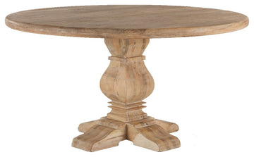 French Farmhouse Trestle Round Dining Table, 54"