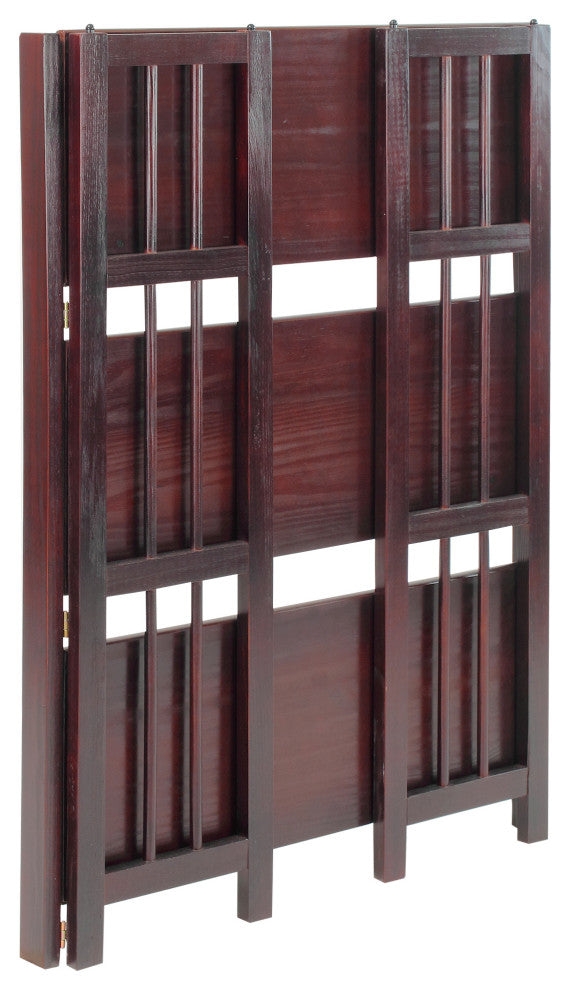 3 Shelf Folding Bookcase, Espresso, Large, 3 Shelf