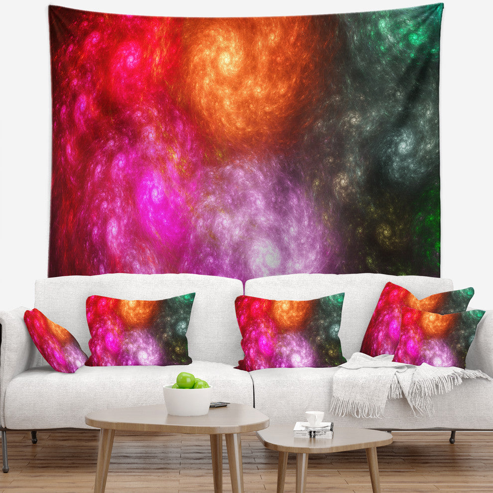 Multi Color Rotating Galaxies Abstract Wall Tapestry, 80"x68"