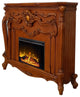 Benzara BM274620 59" Electric Fireplace, Carved Scrolled Legs, Walnut Brown
