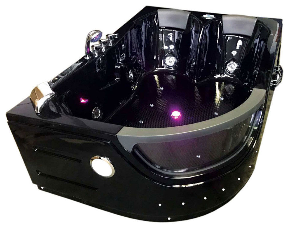 Whirlpool Bathtub Black 72"x48" Hot Tub Double Pump With Heater, Orion