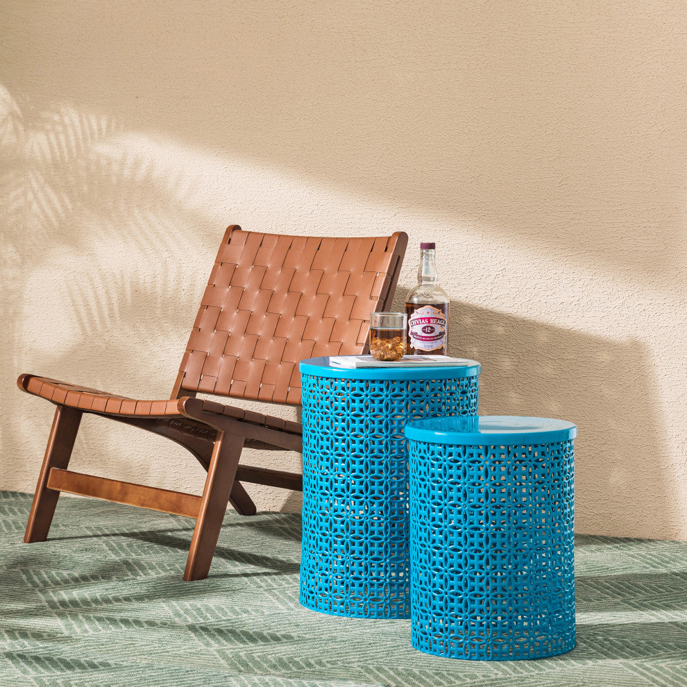 Multi-Functional Metal Garden Stool, 2-Piece Set, Blue